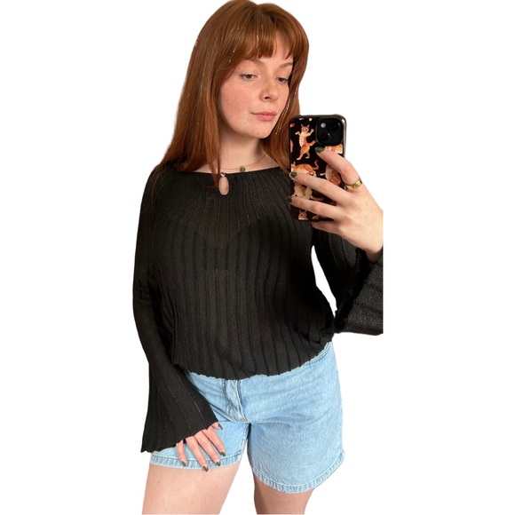 APT. 9 Long-Sleeve Metallic Ribbed Sheer Knit Top - Silver - Picture 3 of 6